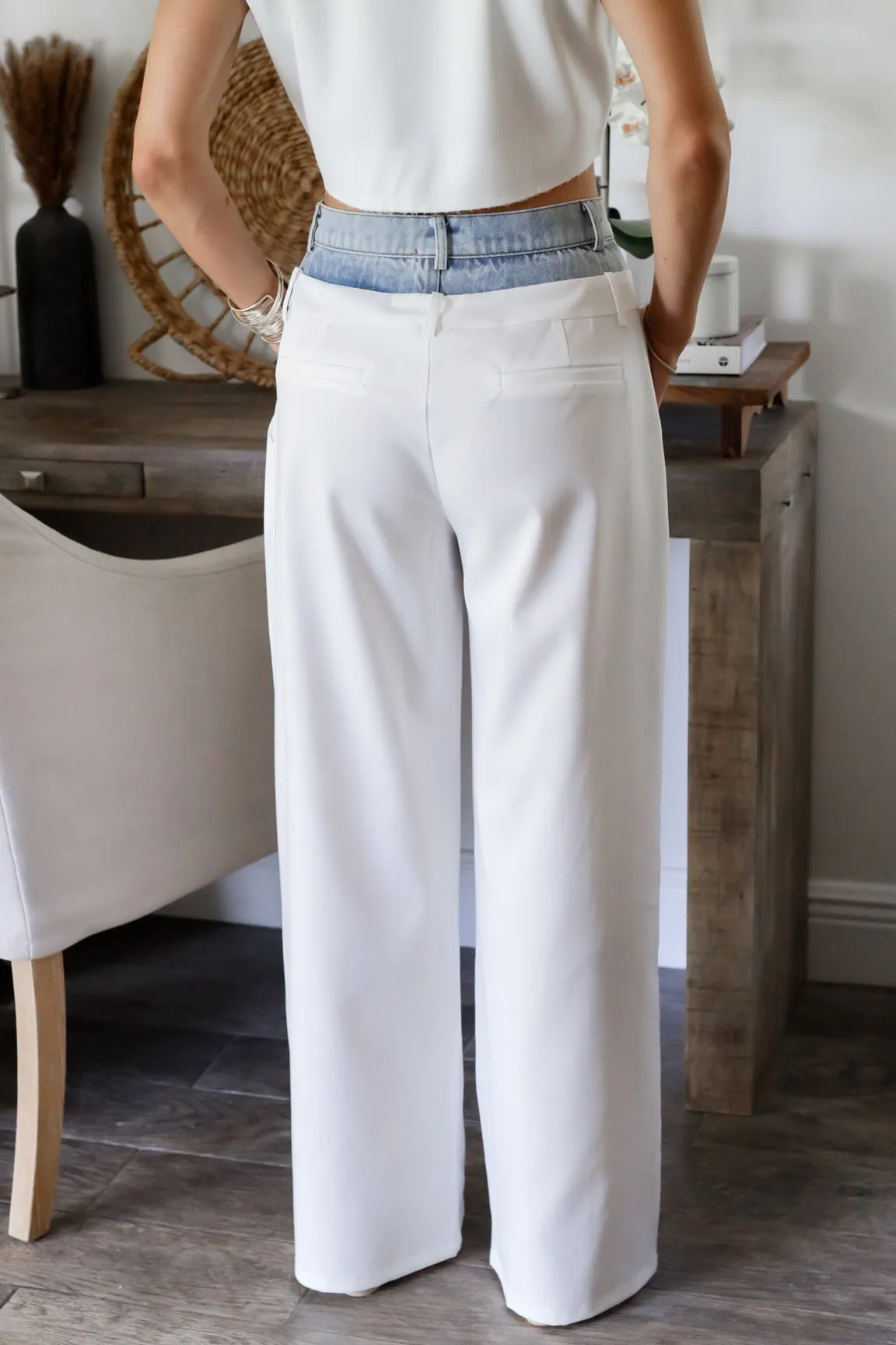 The Hailey Denim Pant Trousers- White