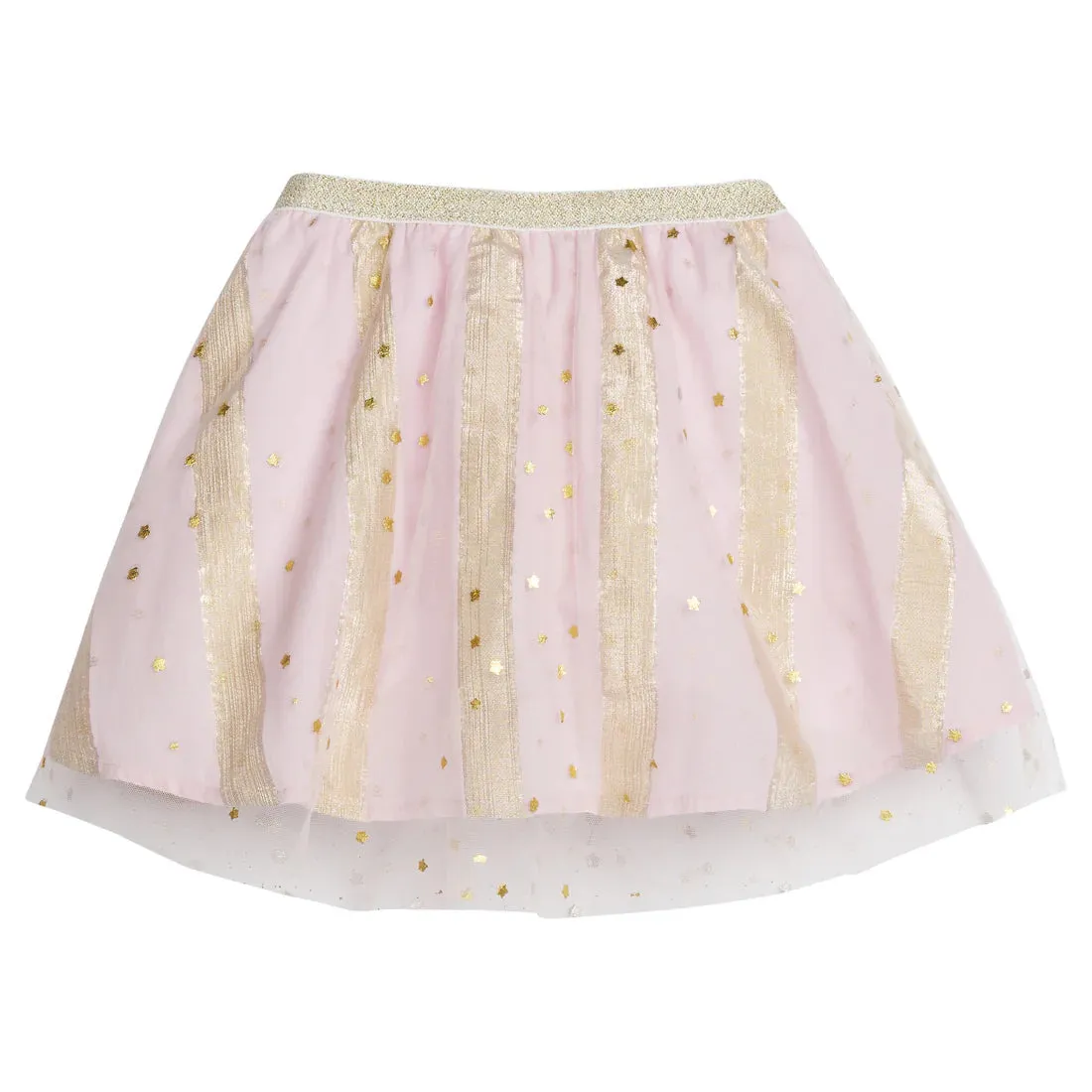 Tulle Circle Skort - Pink Metallic Stars and Stripes