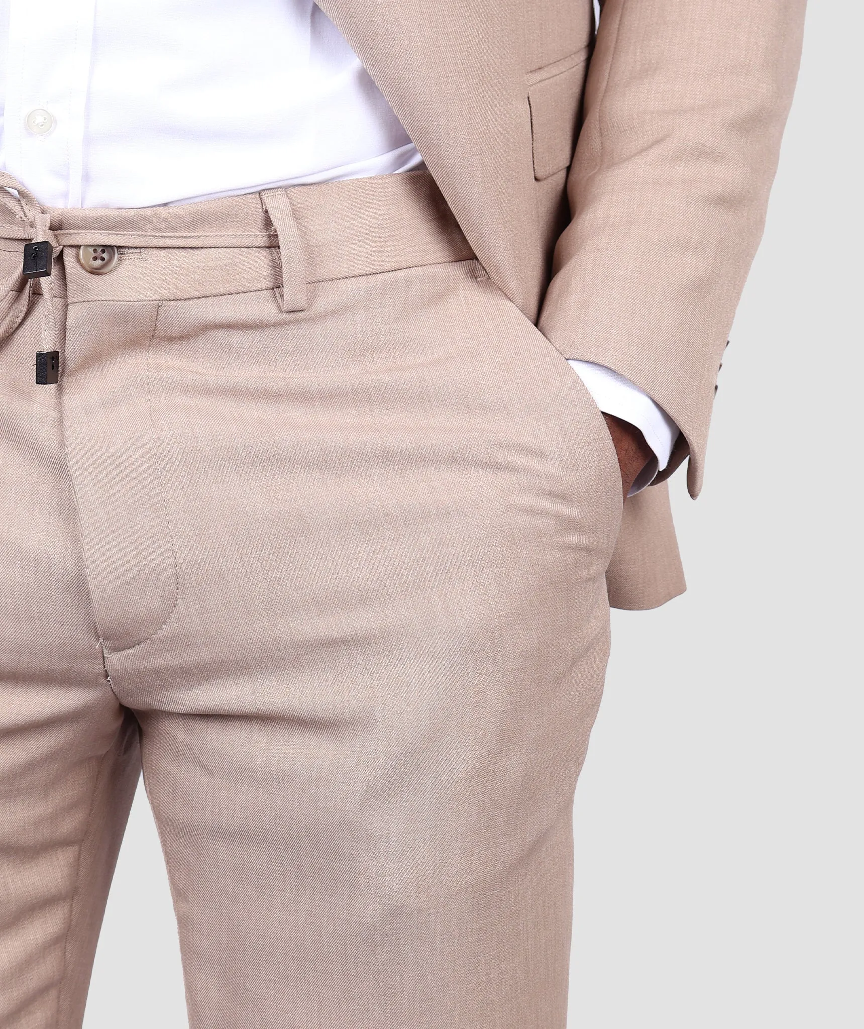 TWN Slim Fit Beige Suit