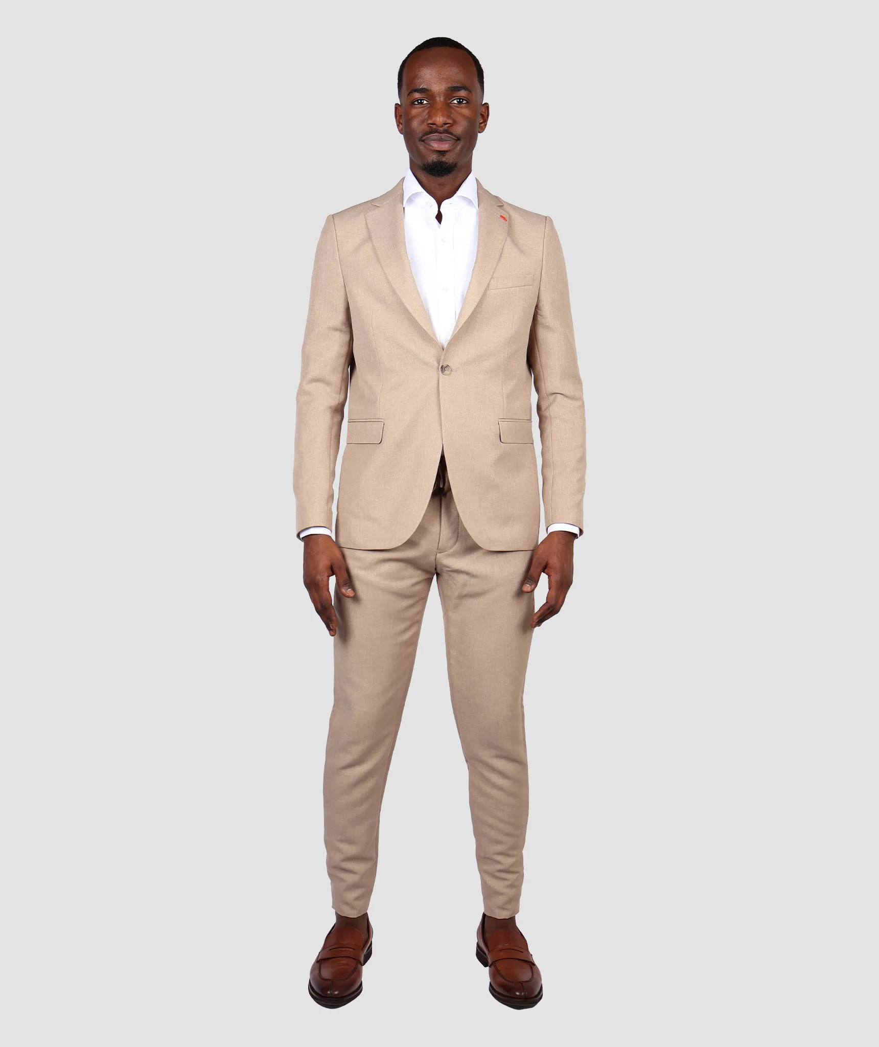 TWN Slim Fit Beige Suit