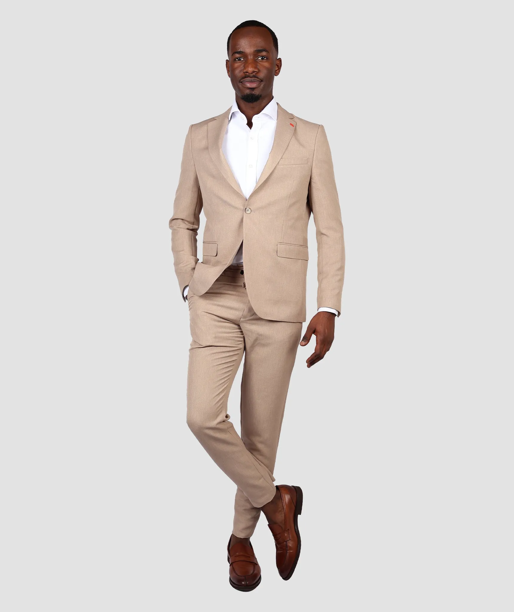 TWN Slim Fit Beige Suit