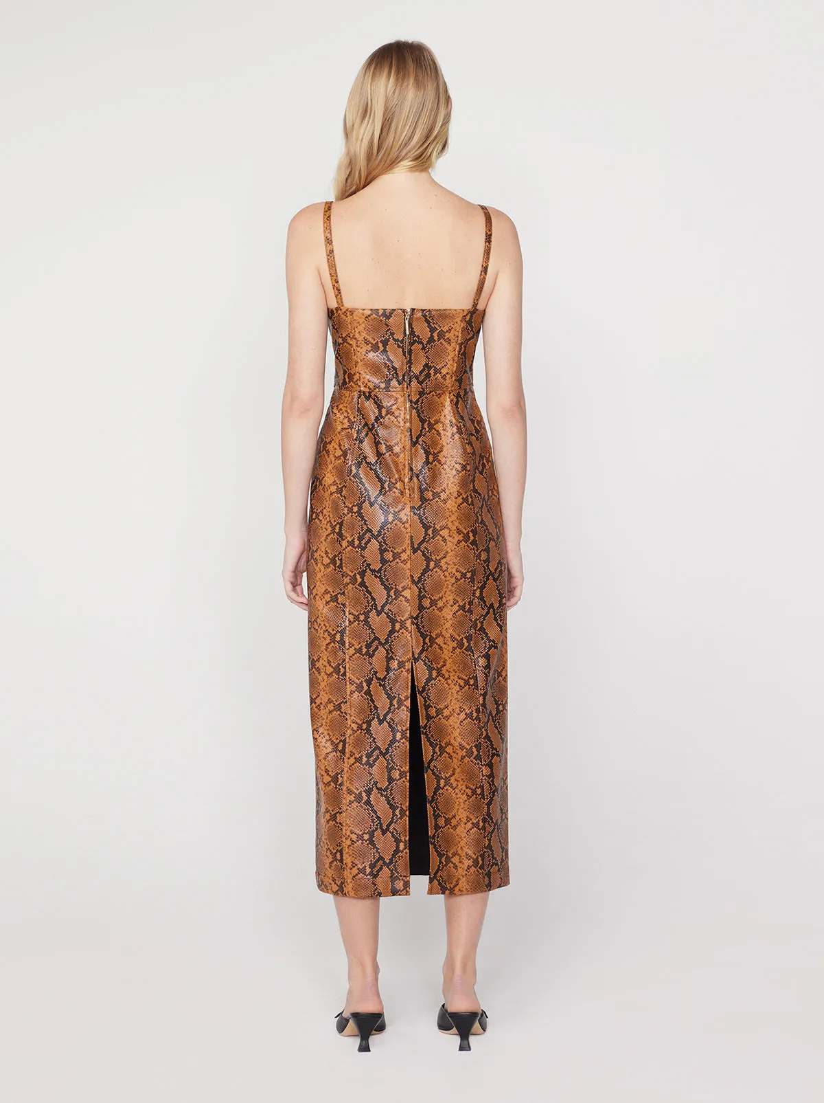 Ursula Caramel Snakeskin Vinyl Dress