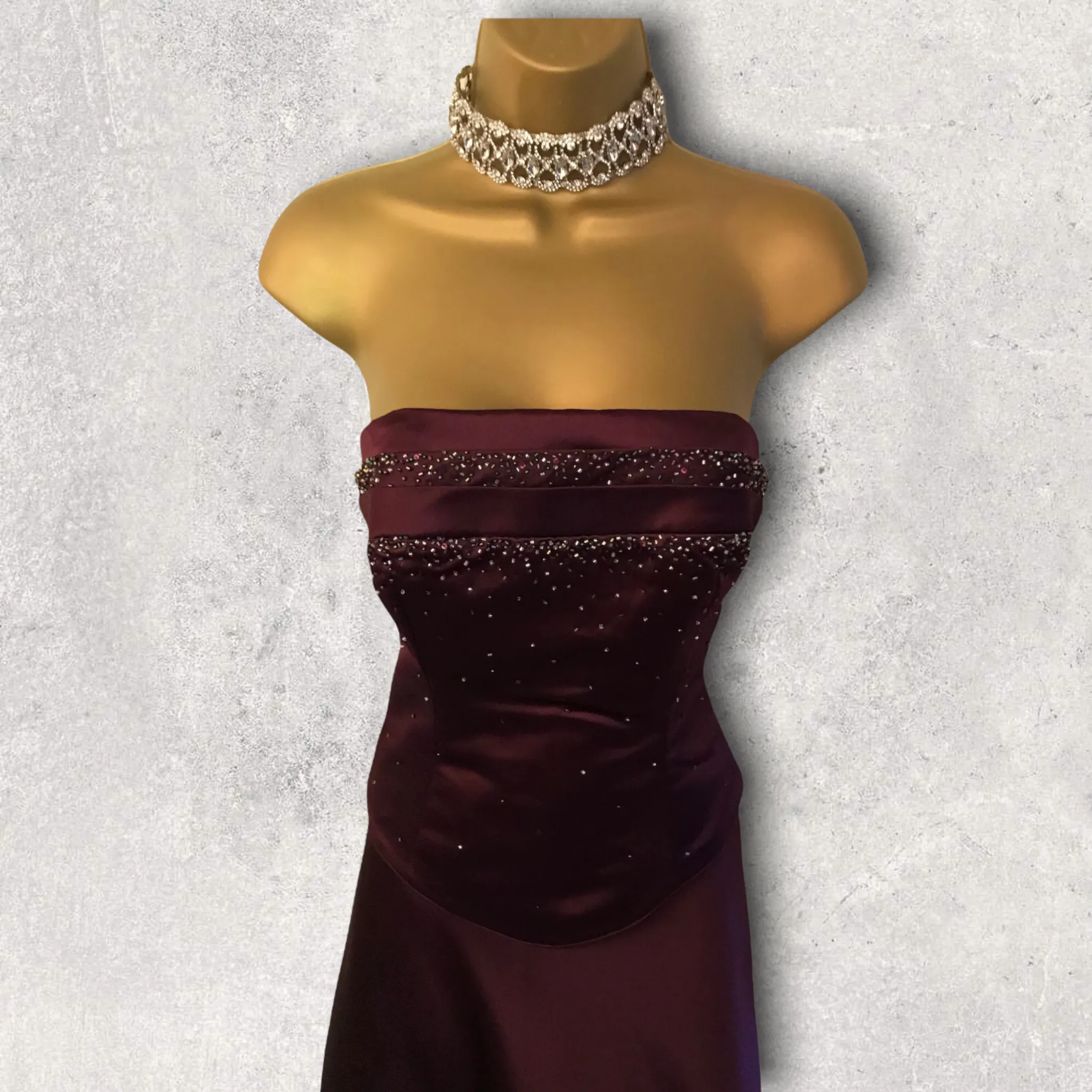 Veromia Womens Burgundy Satin Skirt & Bodice UK 10/12