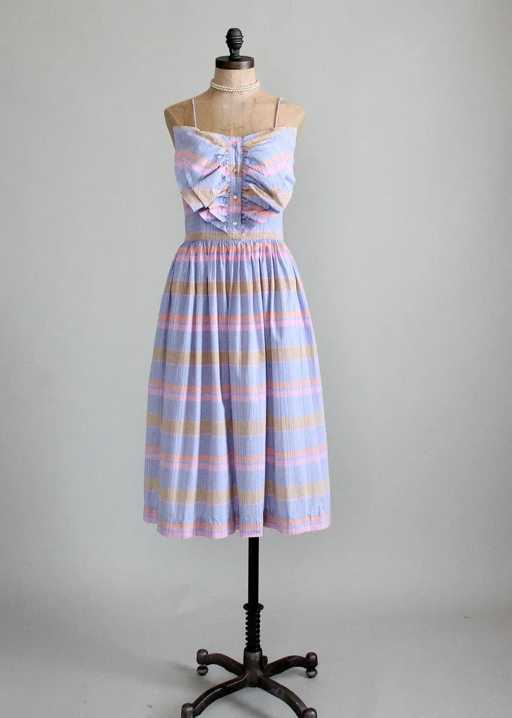 Vintage 1970s Plaid Tuxedo Front Sundress