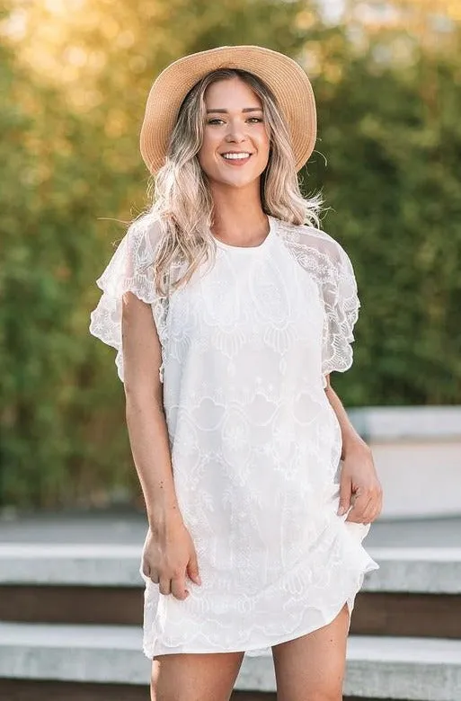 White // Gina Scallop Lace Shift Dress