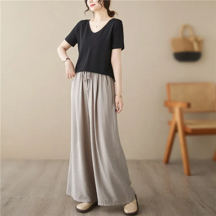 Wide Legs Mop Straight Women's Casual Pants