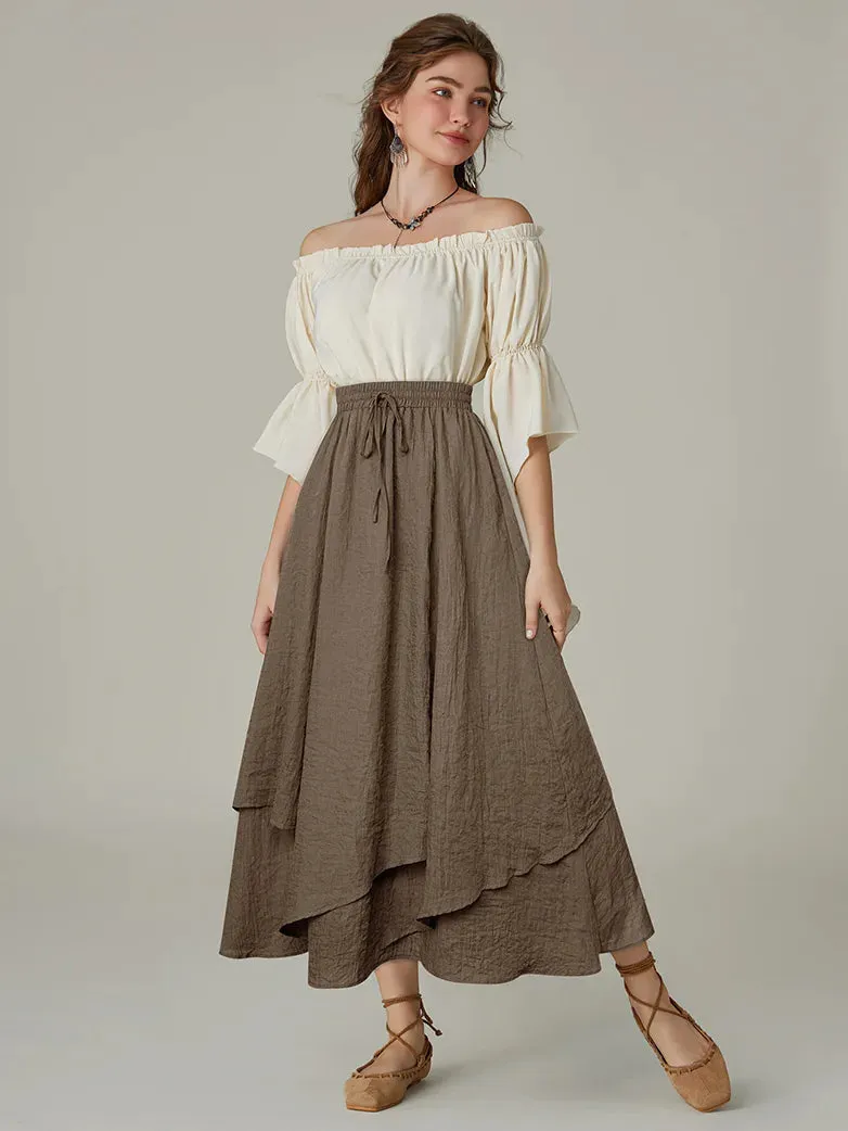 Women Renaissance 2-Layer Swing Pocket Maxi Skirts