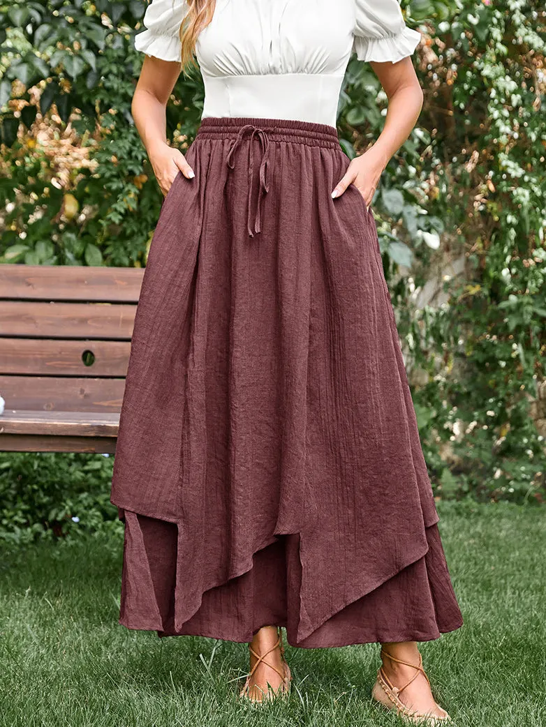 Women Renaissance 2-Layer Swing Pocket Maxi Skirts