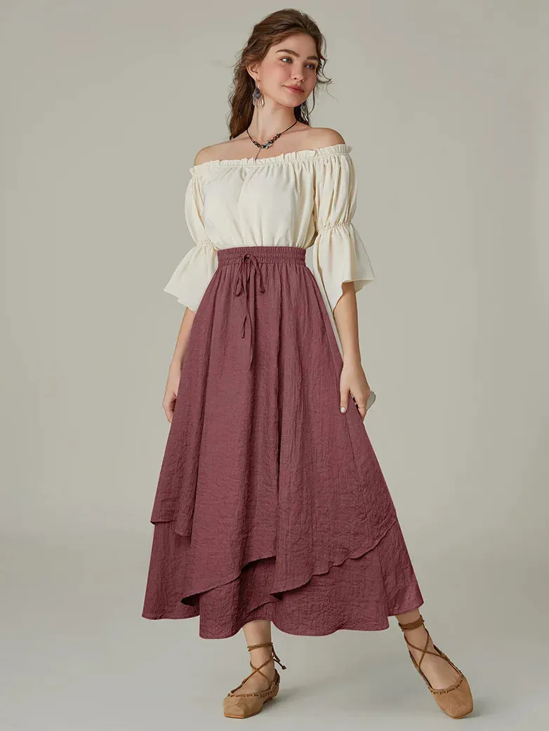 Women Renaissance 2-Layer Swing Pocket Maxi Skirts