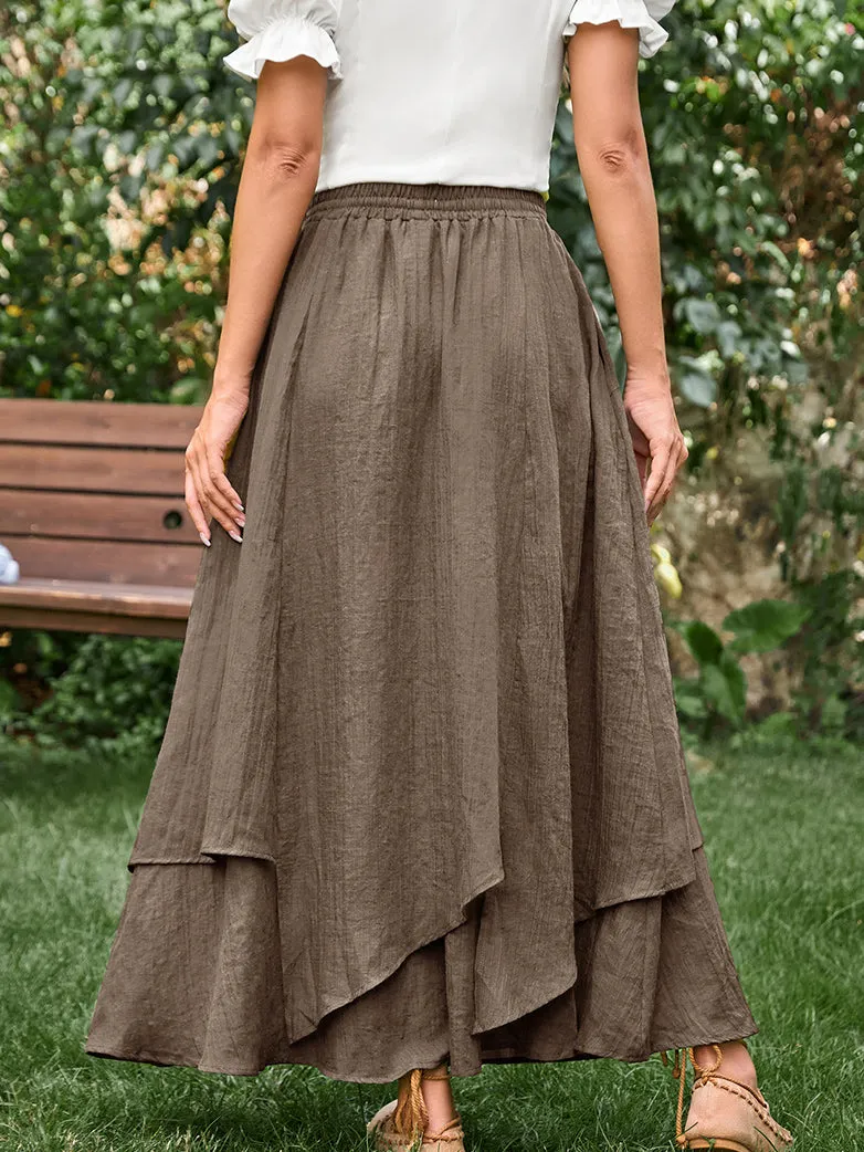 Women Renaissance 2-Layer Swing Pocket Maxi Skirts