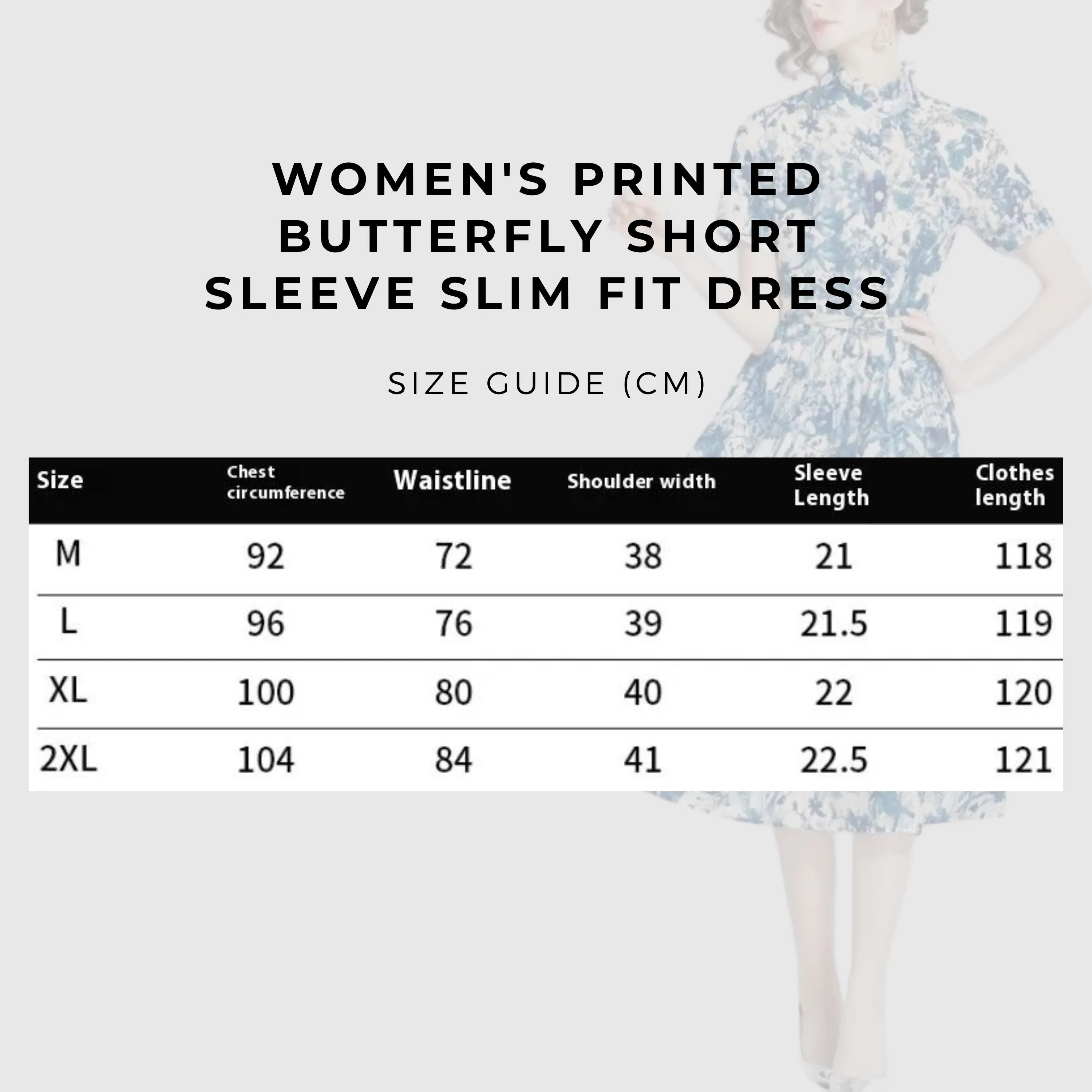 Women's Printed Butterfly Short Sleeve Slim Fit Dress