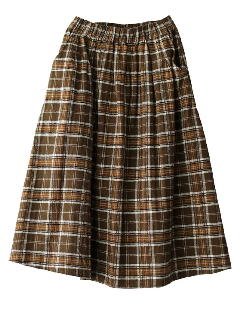 Women's Versatile Elegance Side Pockets Plaid Skirt